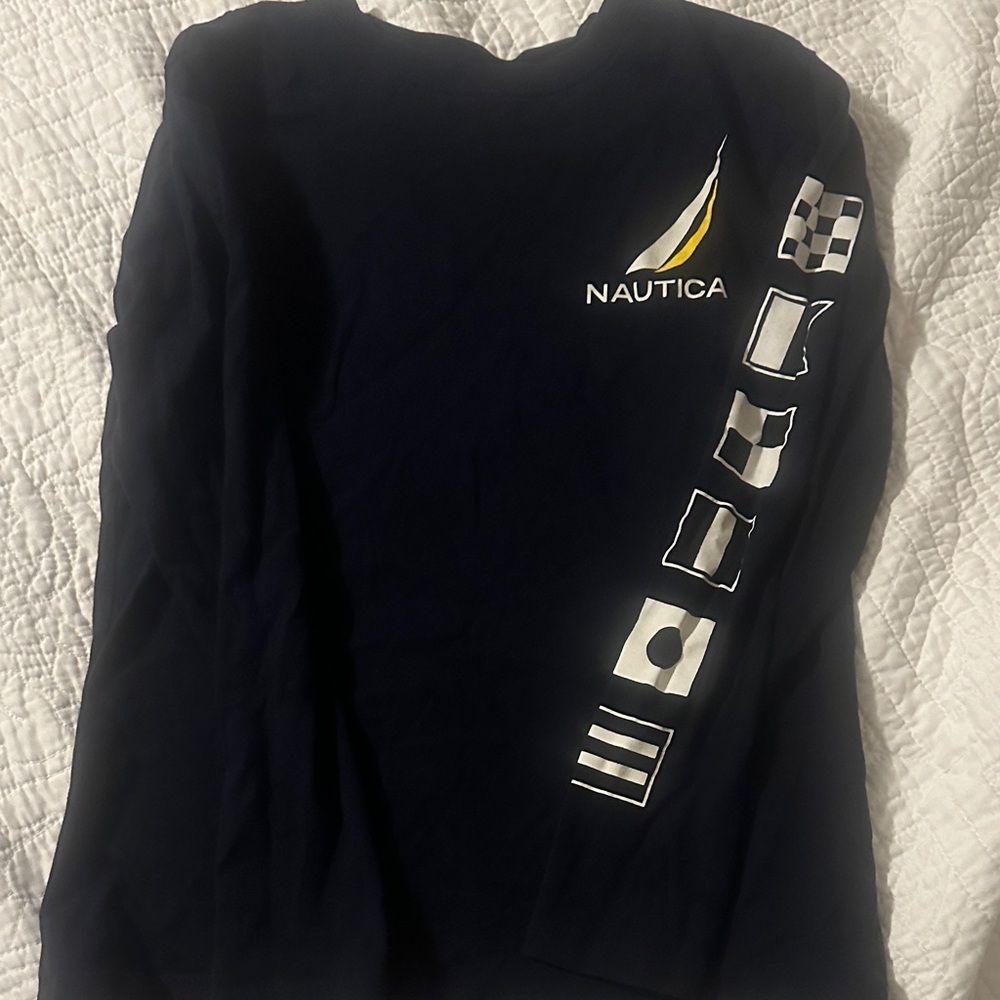 Nautica Kids Navy Long Sleeve Tee with Logo